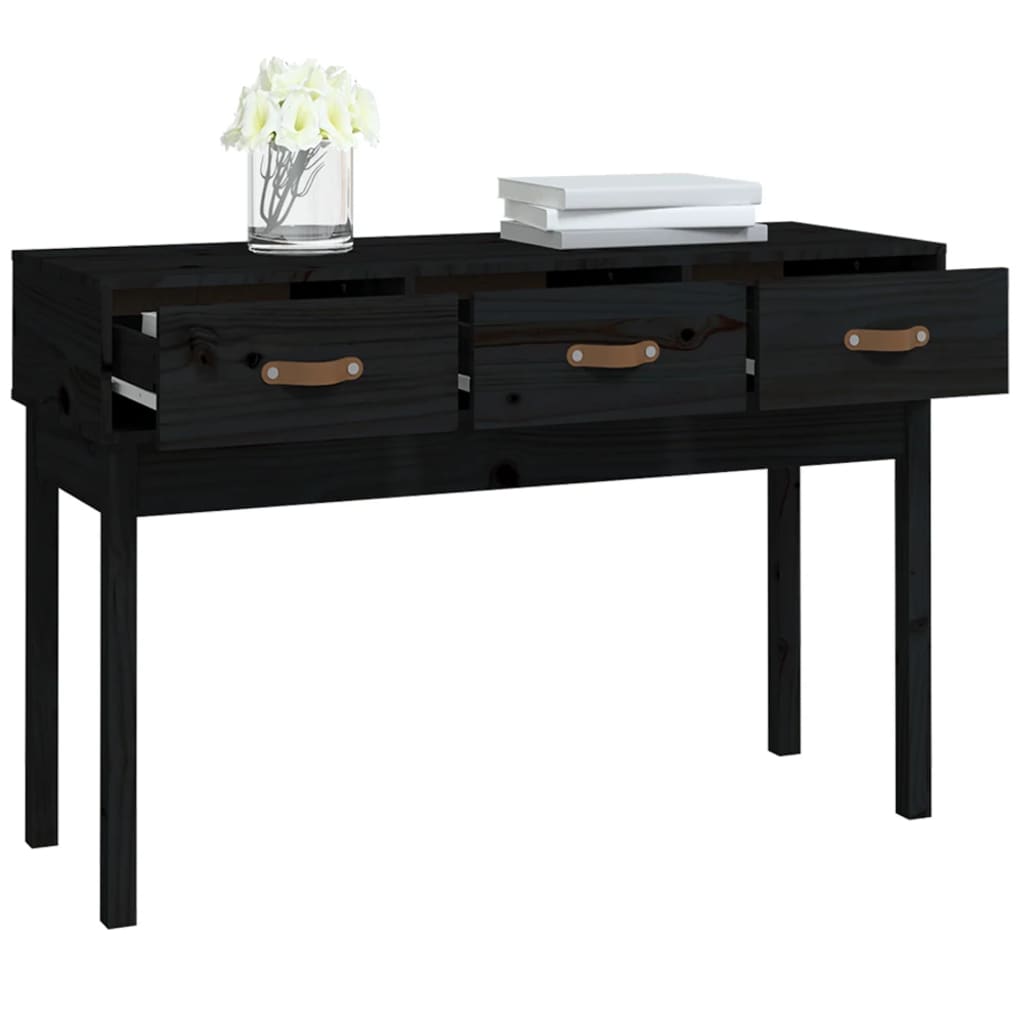 Console Table Black 114x40x75 cm Solid Wood Pine